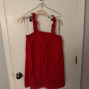 GAP x DOEN Red Sleeveless Eyelet Sundress